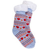 Cozy fair isle hearts slipper socks with sherpa lining, light blue - 2