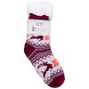 Cozy reindeer slipper socks with sherpa lining, burgundy