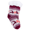 Cozy reindeer slipper socks with sherpa lining, burgundy - 2