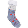 Cozy fair isle hearts slipper socks with sherpa lining, blue