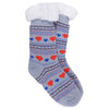 Cozy fair isle hearts slipper socks with sherpa lining, blue - 2