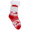 Cozy reindeer slipper socks with sherpa lining, red