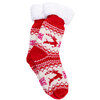 Cozy reindeer slipper socks with sherpa lining, red - 2
