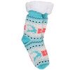 Cozy reindeer slipper socks with sherpa lining, aqua - 2