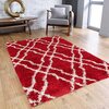 LOLA Collection, decorative area rug, red with squiggly lines, 4'x6' - 2