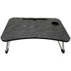 Folding laptop desk / tray table with cup slot, black wood - 3