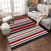 Collection FRIDA, tapis décoratif, rayures rouges/noires/gris, 5'x7' - 2