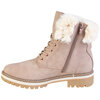Lace-up faux fur trim fashion combat boots, pink, size 9 - 3