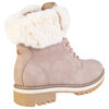 Lace-up faux fur trim fashion combat boots, pink, size 9 - 4