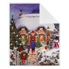 Printed throw with sherpa backing, Christmas house, 48"x60"