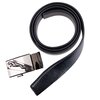 Automatic adjustable leather track belt in a box, thick black inset on buckle