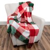 Printed ribbed throw, red and green plaid, 48"x60"