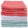Facecloths, pk. of 12, coral, white and grey