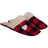 Buffalo plaid slippers with heart appliqué, small (S) - 2