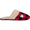 Buffalo plaid slippers with heart appliqué, large (L)