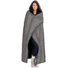 Small polka dots hooded throw blanket with faux fur lining, 48"x65", grey - 2