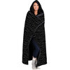 Small polka dots hooded throw blanket with faux fur lining, 48"x65", black - 2