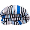 Blue, black and grey stripe print comforter, queen