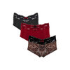 Set of 3 cotton boyshort underwear with elasticized lace waistband - Leopard's heart - Plus Size