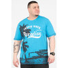 Tropical Vibes Paradise, short sleeve graphic t-shirt - Turquoise - Plus Size