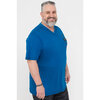 Short sleeve printed t-shirt with embroidered patches - Blue - Plus Size - 4