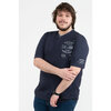Short sleeve printed t-shirt with embroidered patches - Navy - Plus Size