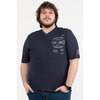 Short sleeve printed t-shirt with embroidered patches - Navy - Plus Size - 2