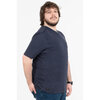 Short sleeve printed t-shirt with embroidered patches - Navy - Plus Size - 3