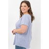 Striped dolman sleeve t-shirt with keyhole neckline - Light blue stripes - Plus Size - 4