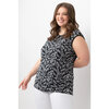 Judy Logan - Sleeveless crinkle blouse with keyhole neckline - Abstract chevron - Plus Size - 3