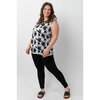 Sleeveless knit top with keyhole neckline - Floral blots - Plus Size