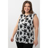 Sleeveless knit top with keyhole neckline - Floral blots - Plus Size - 2
