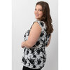 Sleeveless knit top with keyhole neckline - Floral blots - Plus Size - 3