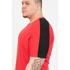 T-shirt actif bicolore avec col en V - Rouge avec accents noirs - Taille plus - 2