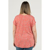 Round neck top with shoulder button detail - Pink ditsy floral - Plus Size - 3