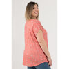Round neck top with shoulder button detail - Pink ditsy floral - Plus Size - 2