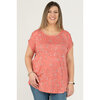 Round neck top with shoulder button detail - Pink ditsy floral - Plus Size - 4