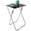 Multi-purpose faux marble folding table, black