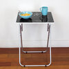 Multi-purpose faux marble folding table, black - 2
