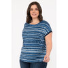Dolman sleeve top with contrasting solid cuff - Shifting stripes - Plus Size - 3
