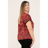 Dolman sleeve top with contrasting solid cuff - Red leopard - Plus Size - 4