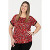 Dolman sleeve top with contrasting solid cuff - Red leopard - Plus Size - 3