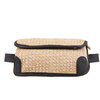 Woven raffia belt bag with faux leather trims - Beige - 4
