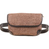 Woven raffia belt bag with faux leather trims - Brown - 2