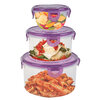 Set of 3 nesting food containers with snap lock lids - Purple - 2