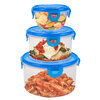 Set of 3 nesting food containers with snap lock lids - Blue - 2
