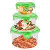 Set of 3 nesting food containers with snap lock lids - Green - 2