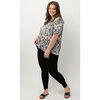 Cap-sleeve top with contrast banded hem - Safari cats - Plus Size