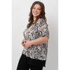 Cap-sleeve top with contrast banded hem - Safari cats - Plus Size - 2