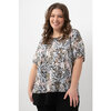 Cap-sleeve top with contrast banded hem - Safari cats - Plus Size - 3